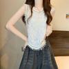 Niche Hollow-out Crocheted Knitted Camisole Women's Summer Tassel Short Sleeveless Tank Designed Top