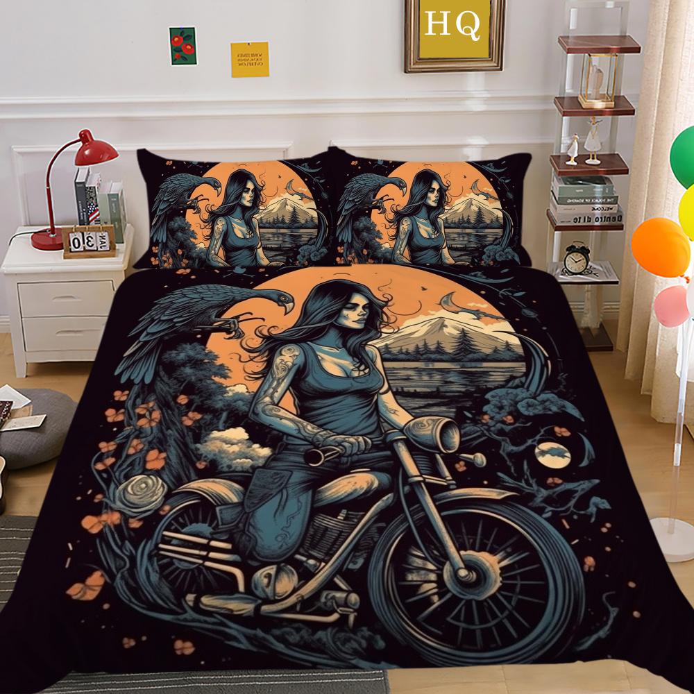 Beauty Skull Printed Comforter Cover Set Twin Size Polyester Bedspreads Man Fashion Design Duvet Cover Set