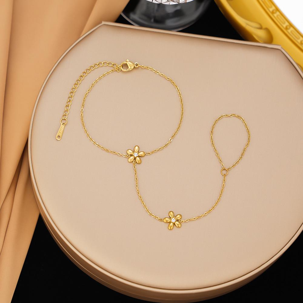 Gold-Plated Double Layer Thin Chain Stainless Steel Hand Chain Jewelry