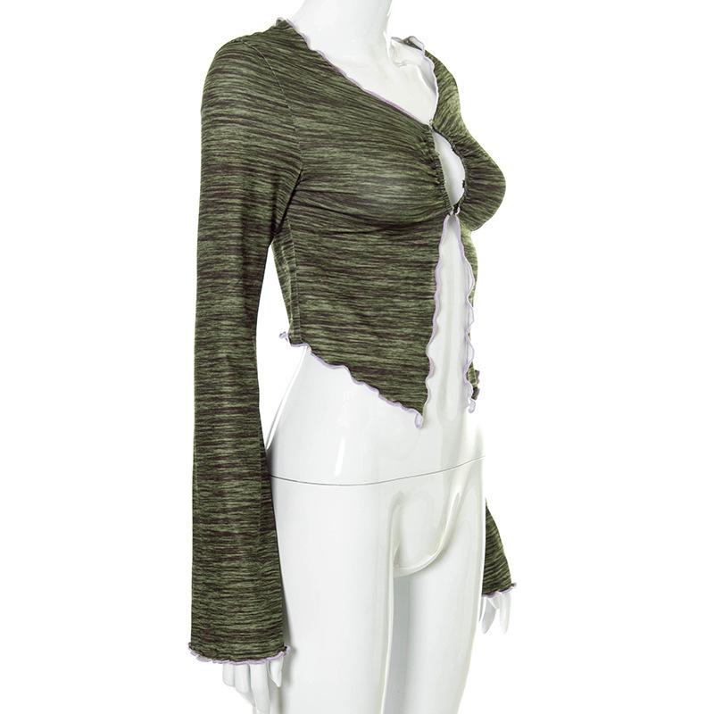 Harajuku 2022 Blouses Summer Hollow Out Long Sleeve Pleated Tshirts for Women Top Female T-shirt Women's T-shirt  Tops T Shirt