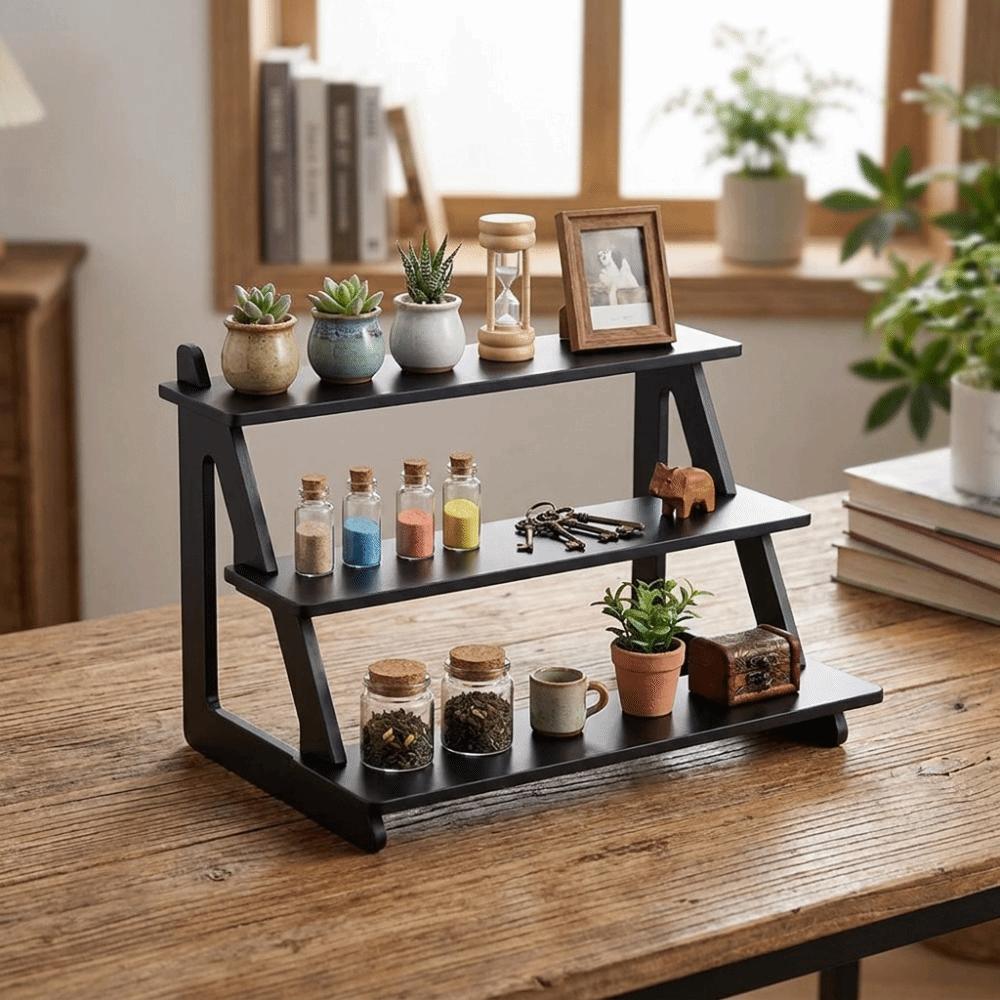 Space Saving Seasoning Storage Rack Portable Retail Display Stand Ladder Display Rack Pantry