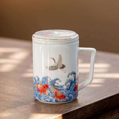 400ml Ceramic Mug Large Capacity Office Cup with Filter Tea Cup