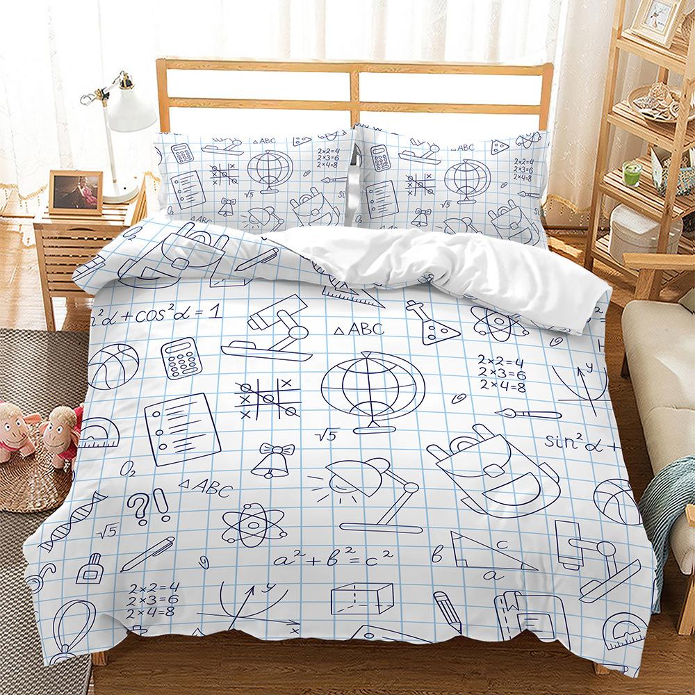 Quilt Cover Math Geometry Equation 3D Three-Piece Digital Kit