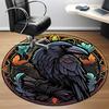 1pc Raven StainedGlass Office Round Area Rug, Under Office Chairs Bedroom Living Room Home Decor, Room Deco, Available in Various Sizes