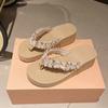 2025 Summer New Slippers Go Out Xiaoxiang Flip-flops Women's Retro Wedge Heel Light Flip-flops