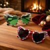 Merry Christmas Heart-shaped Frame Sunglasses Imitation Pearl Cat Eye Eyewear  Gift Souvenirs