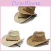 Ethnic Style Foldable Raffia Straw Hat With Wide Brim Sun Protection For Summer Beach Wear