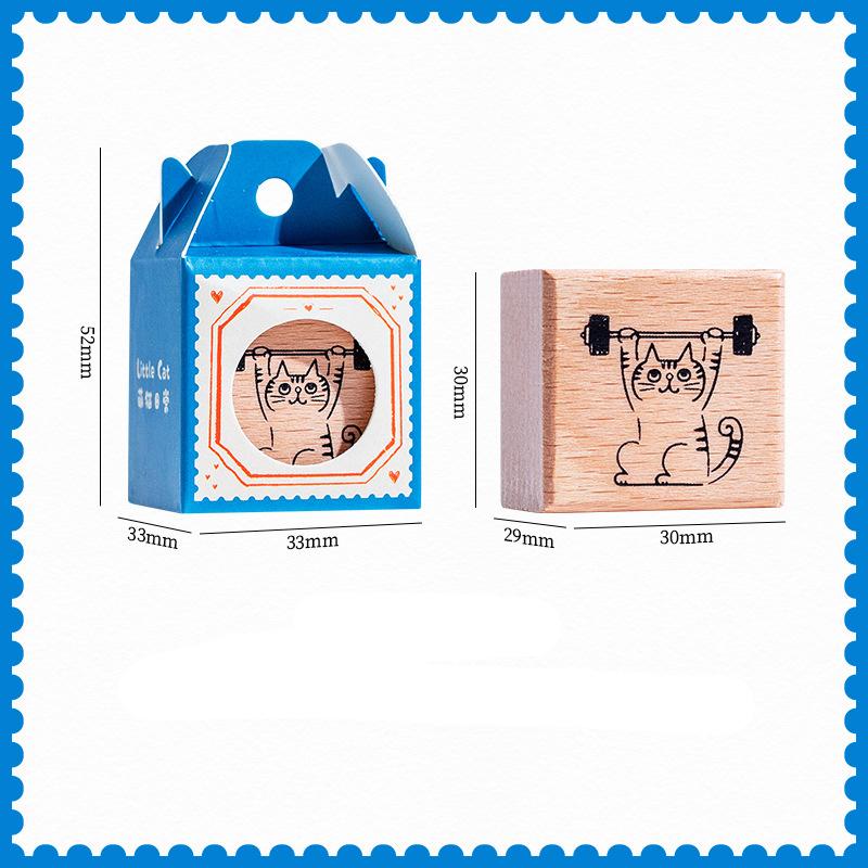 Wooden Rubber Stamps Animals Cat Patterns Stamps Set For DIY Craft Card Scrapbooking Supplies Photo Album Diary Decor
