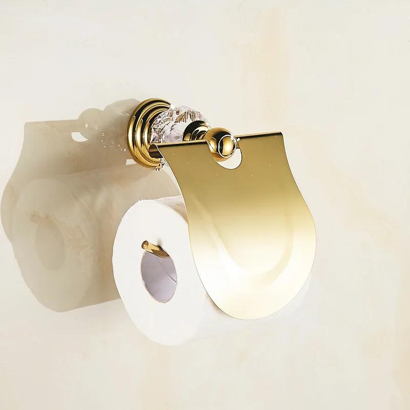 Luxus Kristall Badezimmerzubehör Set Gold Poliertes Badezimmer-Beschläge Set Wandmontiertes Badezimmer-Produkte Korbregal