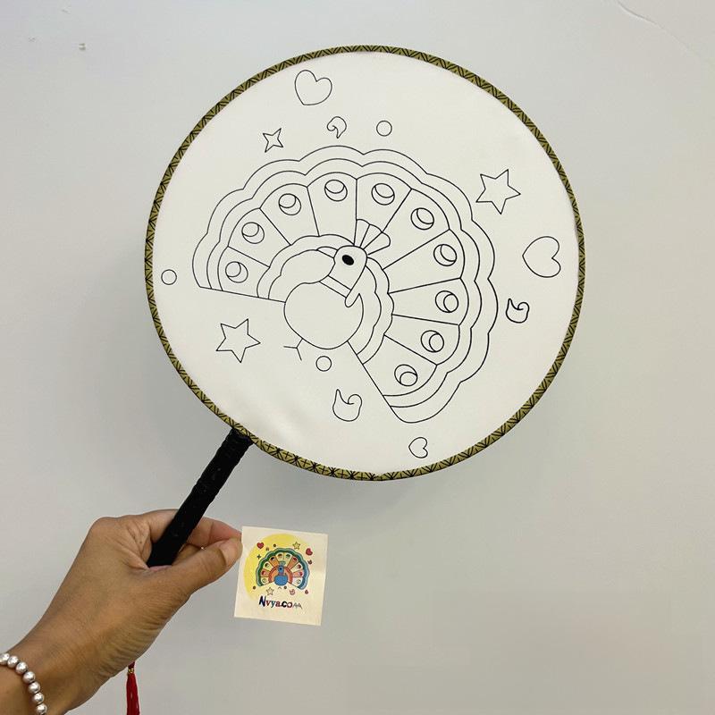 Children s DIY White Folding Fan for Painting and Crafts