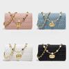 Spring and Summer New Korean Style Fashionable Pleated Small Square Bag Simple and Easy To Match Pearl Chain Small Bag Women's Fashionable Trend