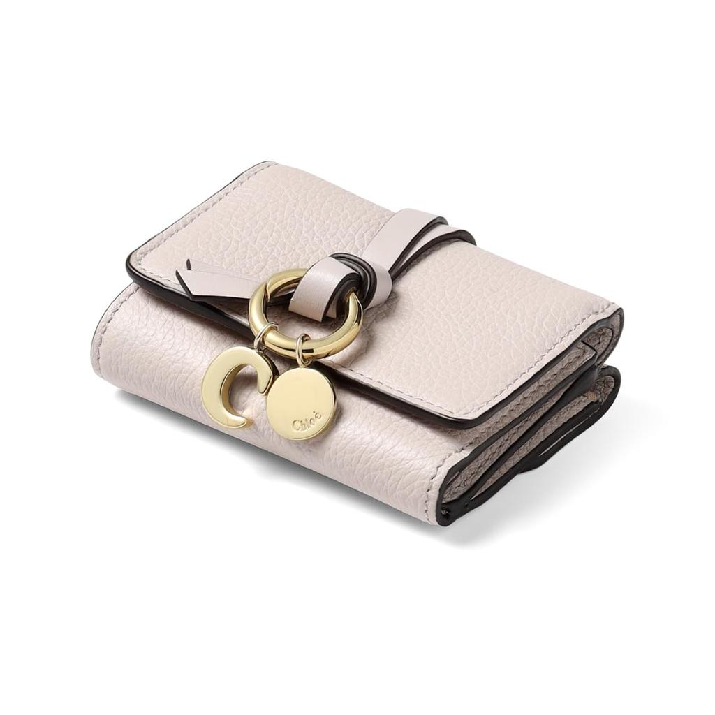 Chloe Alphabet Leather Mini Trifold Wallet in Wild (CHC21WP946 F57) Gray, Women's [Brand Name] [Used]