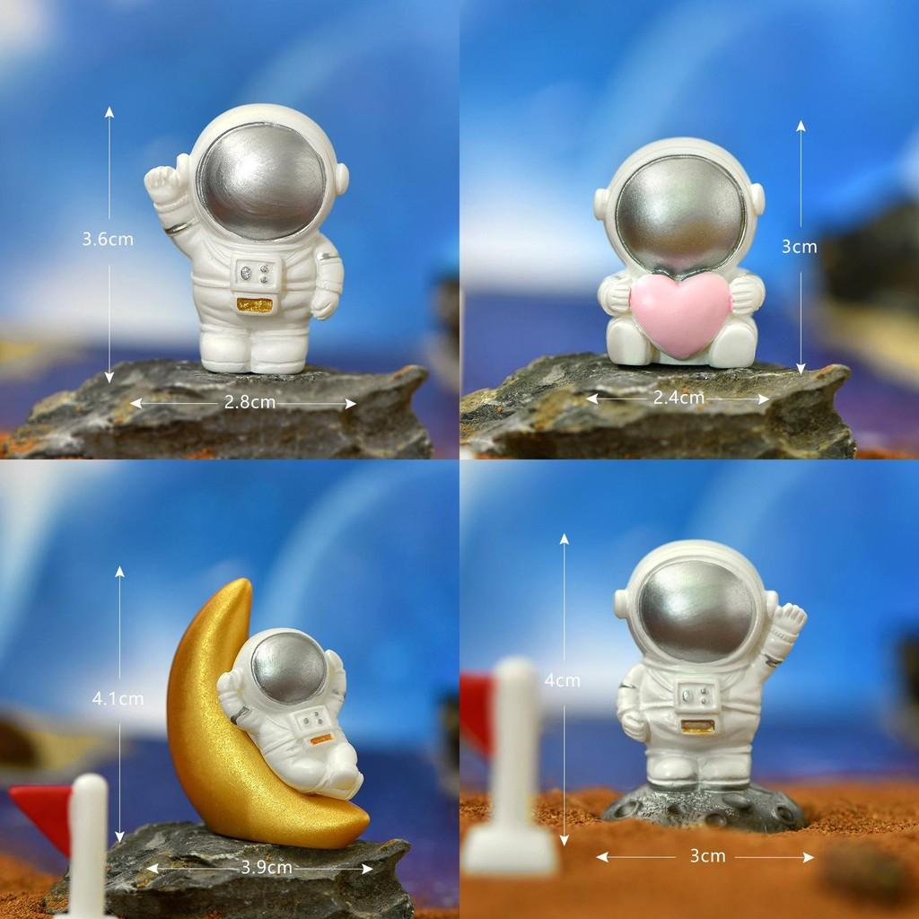 Cute Resin Astronaut Figurine Unique Home Decor Space Theme Cake Topper Accessory