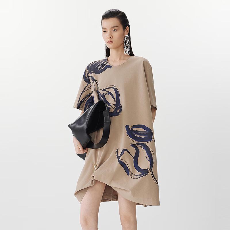 

JNBY 2025 Spring A-Line Short Sleeve Round Neck Dress M