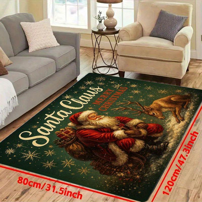 1Pcs Anti Fatigue Kitchen Rugs Christmas Santa Claus Print Waterproof Non-Slip Thick Cushioned Kitchen Mat Heavy Duty Comfort Standing Mat for Kitche