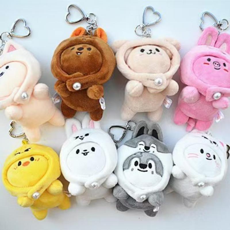 SKZOO Plush Keychain with Animal Hoodie 10cm Soft Stuffed Bag Pendant for Fans Gift Collection