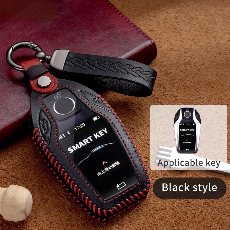 Leder Auto Schlüsselhülle Abdeckung Für Bmw Auto 2017 2018 7er Serie Display Schlüssel Tasche Für Bmw 740Li 750Li Schlüsselhülle Touchscreen Schlüsselhülle