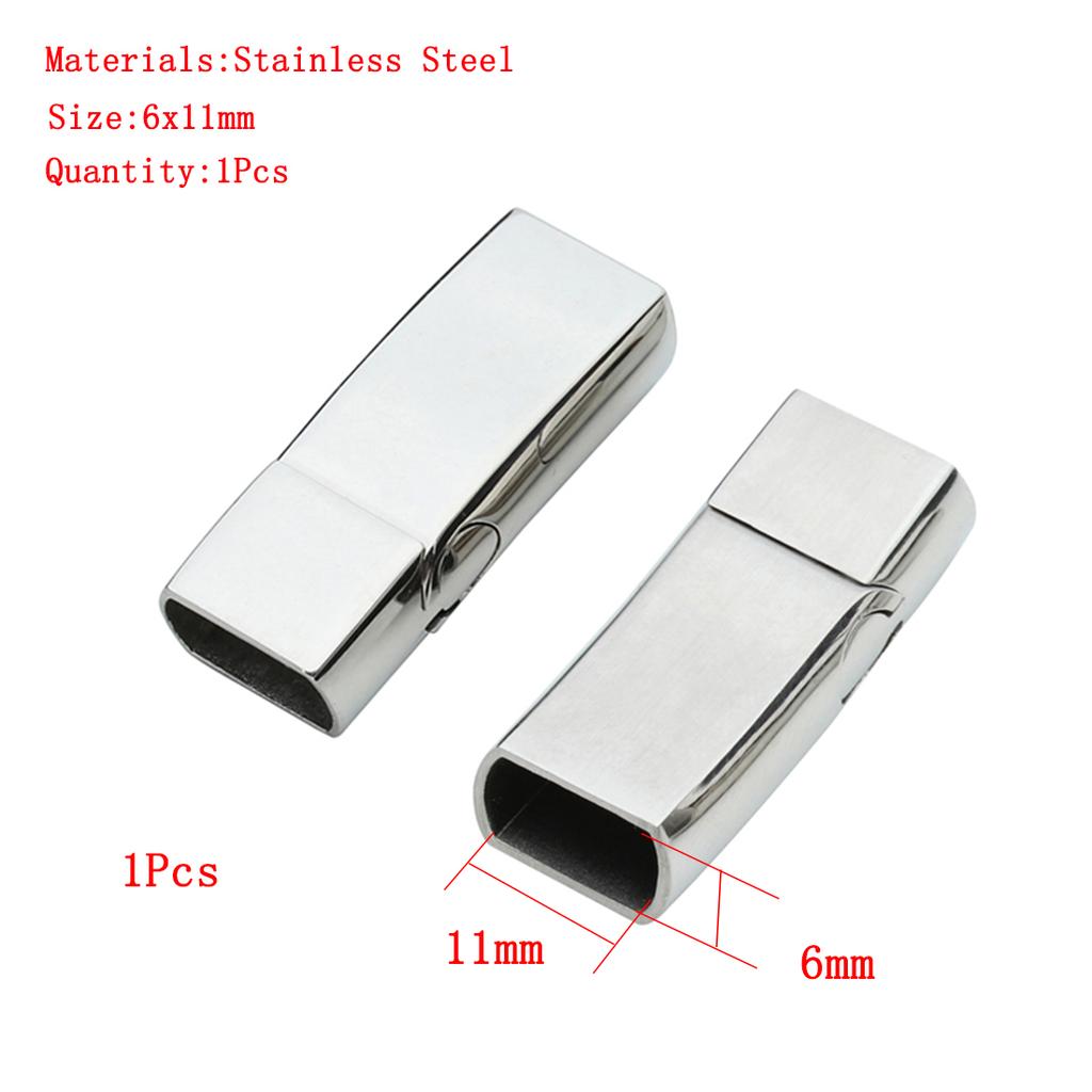 Jewelry Findings Leather Bracelet Clasp DIY Magnet Hook Rhodium Magnetic Clasp Flat Hole 15*3mm