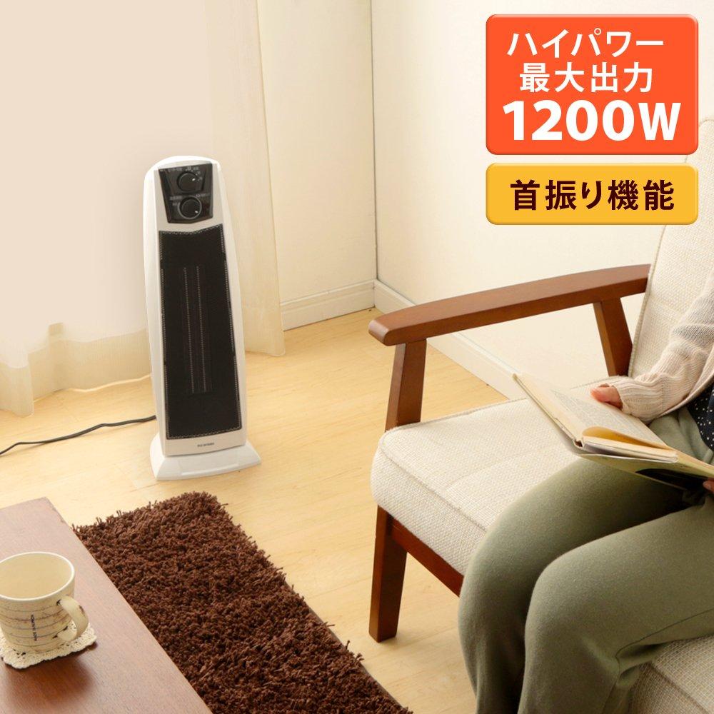 Calentador de ventilador de cerámica Iris Ohyama Calentador de cerámica Tipo torre Tipo delgado Tipo alto Tipo oscilante Función de soplador de aire Sin sensor humano 1200 W Ancho de tatami 19 x