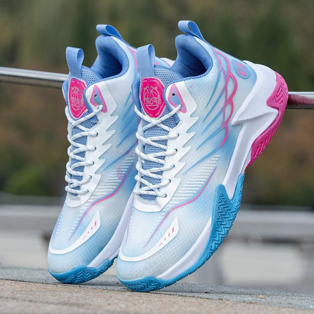 Casual sports shoes lightweight soft-soled youth basketball shoes ice silk men's shoes mesh breathable high-top running shoes