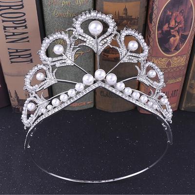 Handmade Bridal Pearl  Tiara Large Hair Crown Pageant Party Headband