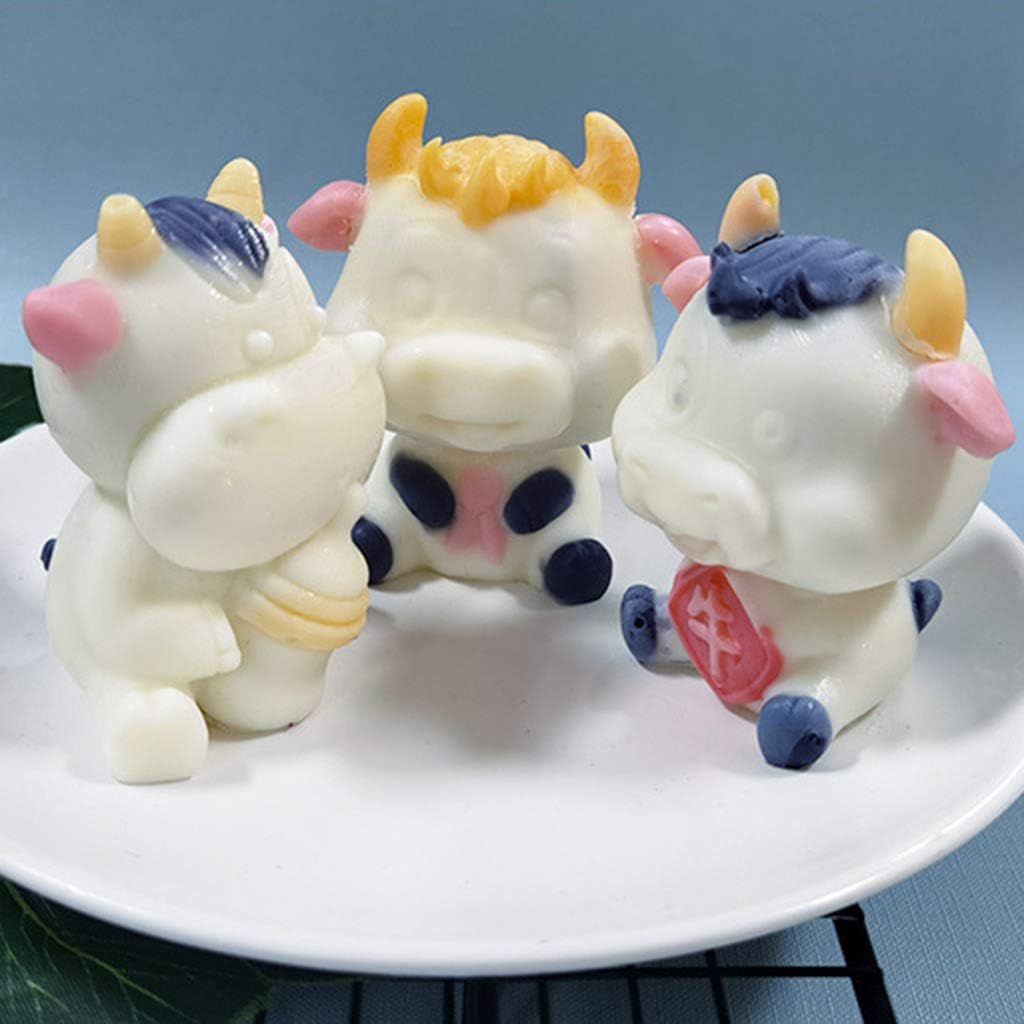 3D Cow Candle & Soap Mold, Silicone, White, Flexible, Non-Stick, Temperature -40 to +446 Degrees, Microwave, Oven, Dishwasher Safe, Craft Art, Candle