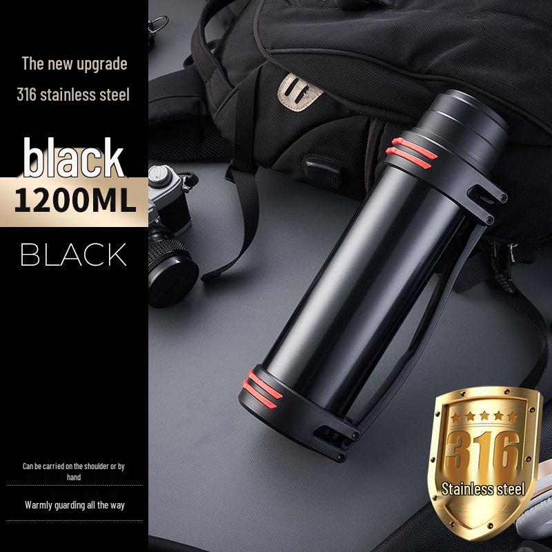 Stainless Steel Outdoor Thermos Bottle with Strap - Large Capacity, Portable, Insulated for Sports & Climbing