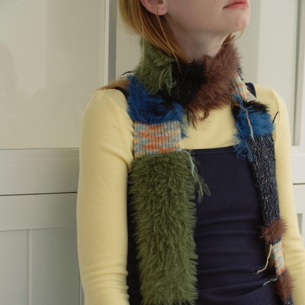 Soft Fabric Knitted Scarf Irregular Tassel Long Scarf Warm Stripe Scarf Autumn Winter