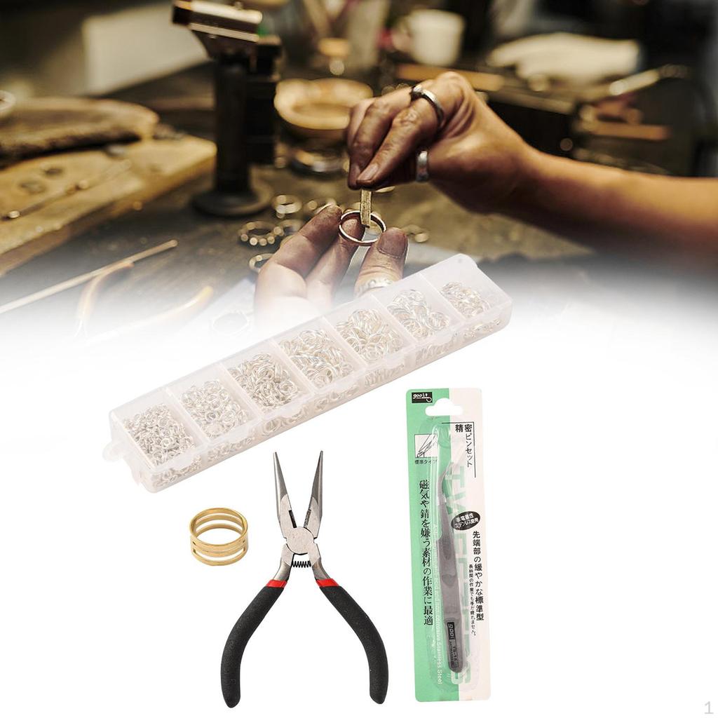 Jump Rings Lobster Clasps for DIY Jewelry Making Finger Loop Practical Compact Tweezers Key