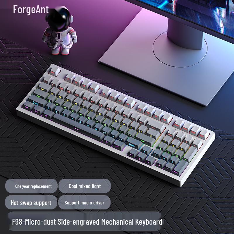 RuiYi F98 Wired 98-Key Mechanical Keyboard, Hot-Swappable, Side-Printed, Full-Key Anti-Ghosting, Office/Gaming.