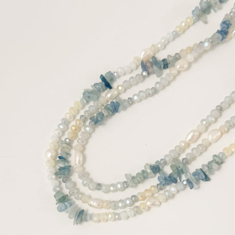 Objet213 Zigzag Aqua Natural Stone Necklace