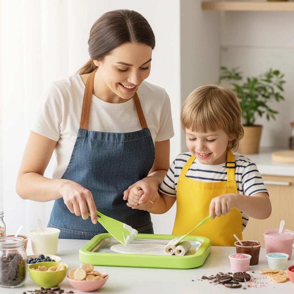 Rolled Ice Cream Maker Kit, 2026 New At-Home Rolled Ice Cream Maker Kit Instant Freeze Plate with 2 Scrapers Stainless Steel Frozen Dessert Maker