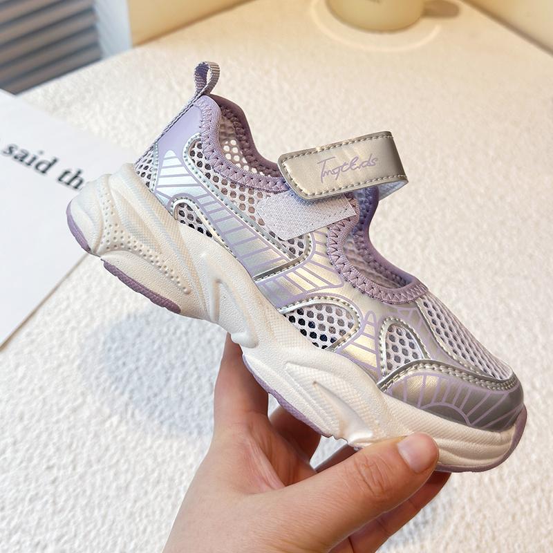 Toddler Girls Hook Loop Soft Sole Casual School Shoes Summer Daily Wear New Kids Breathable Mesh Mary Jane Sneakers