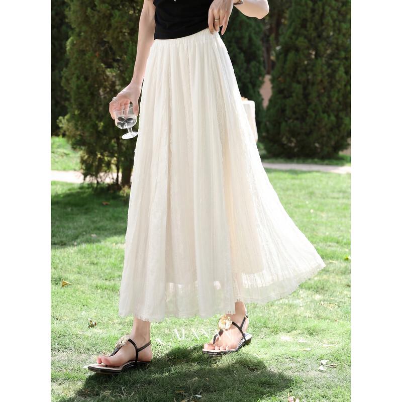 Gentle A-Line Lace Apricot Maxi Skirt S