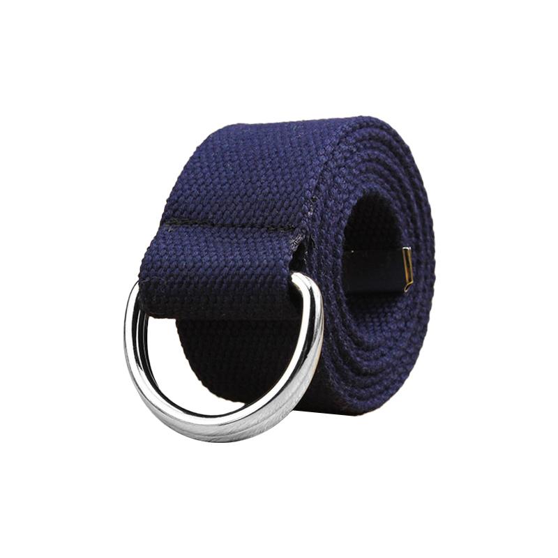 1Pc Nylon/Alloy Casual Solid Color Fashion Double D-ring Buckle Wide Belt Men/Women Jeans