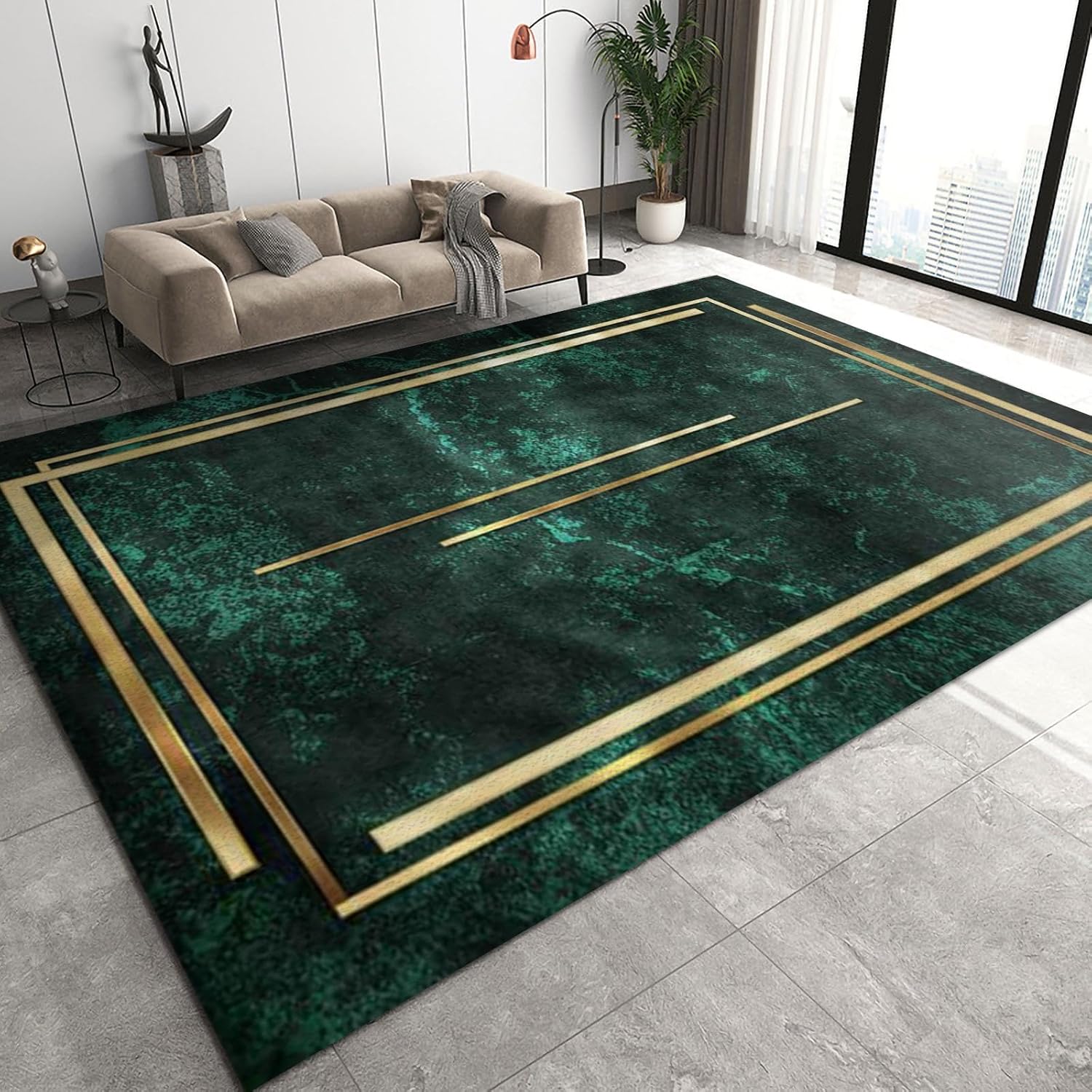 1PC Tappeto Artistico di Lusso Leggero Nordico Soggiorno Ufficio Domestico Negozio Tappetino Decorativo da Pavimento Antiscivolo Tappeto per Area Camera da Letto 120x200cm 47x79inch