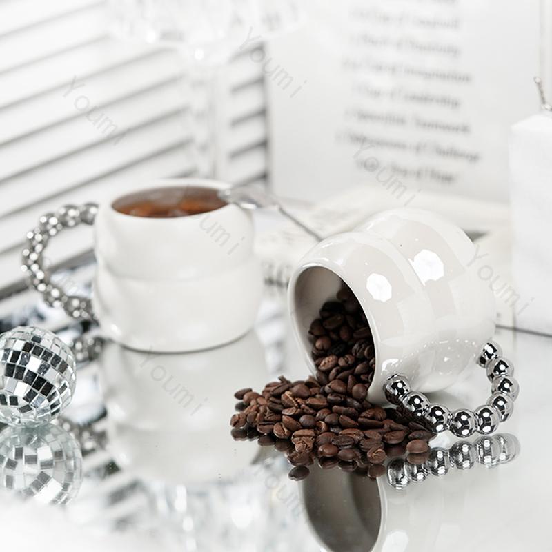 Light Luxury High End Coffee Cups Household Afternoon Tea Ceramic Mug Solid Color Exquisite Breakfasts Milk Cup Unique Tableware