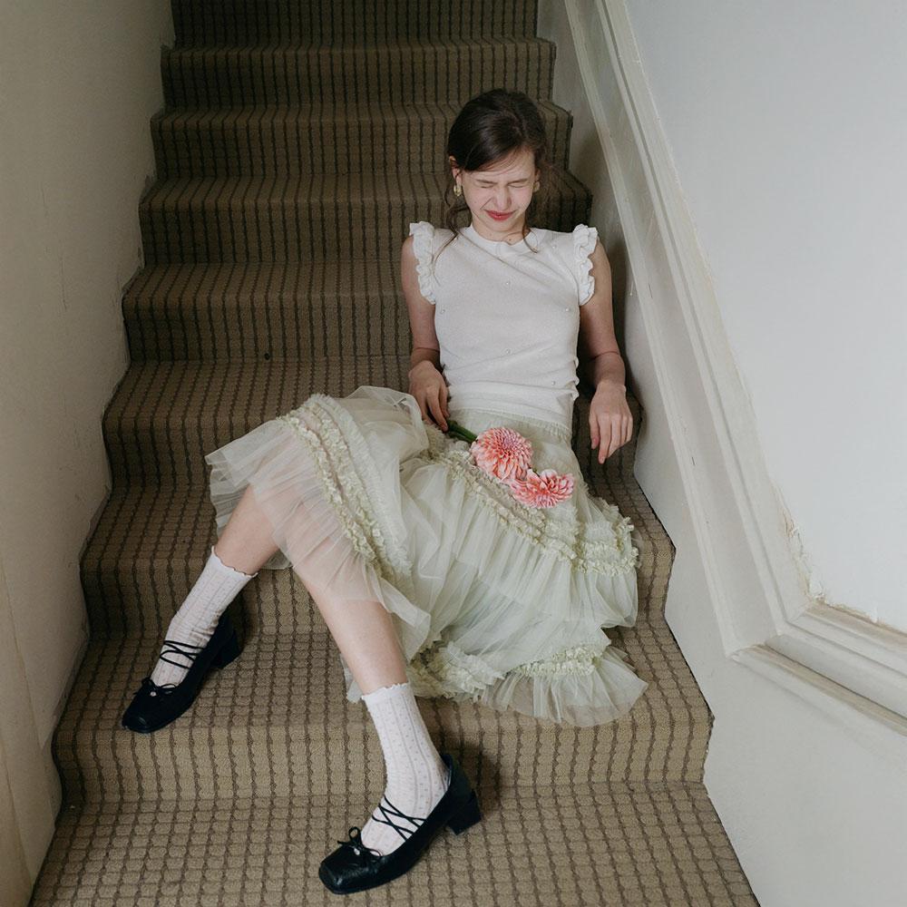 Ceme Adu Cest_Mesh Ruffle Tiered Skirt
