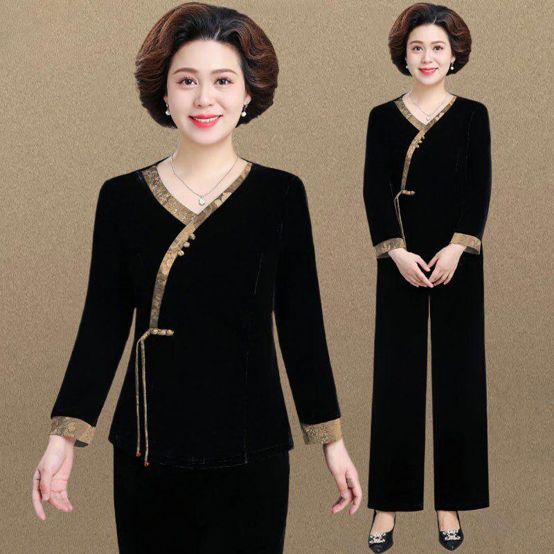 Spring Corduroy Sportswear Set for Middle-aged Women - 2025 Style Two-Piece Jacket Outfit
