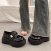 Woman Pumps With Medium Heels Platform Leather Casual Loafers Shoes For Women Round Toe Non Slip Stylish Luxury Brand  Trend