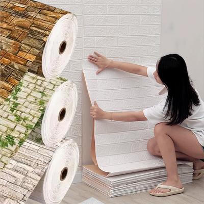 70cm Brick Pattern Self-Adhesive Wallpaper Waterproof 3D Wall Sticker Modern TV Background Home Decorative Wallpaper