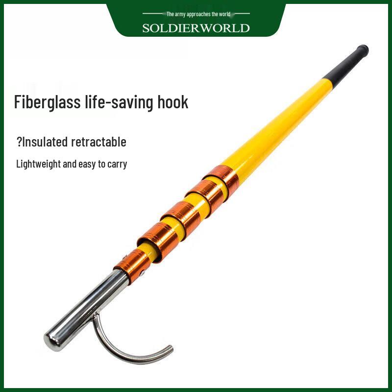 Telescopic Fiberglass Water Rescue Pole with Hook