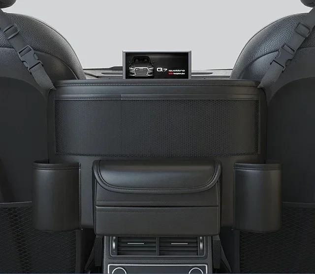 

Кожаная вешалка для сиденья автомобиля, сумка для хранения, роскошный держатель для автомобильной сумки между сиденьями, карманы для бумажных платков, стаканов с водой, укладка, уборка