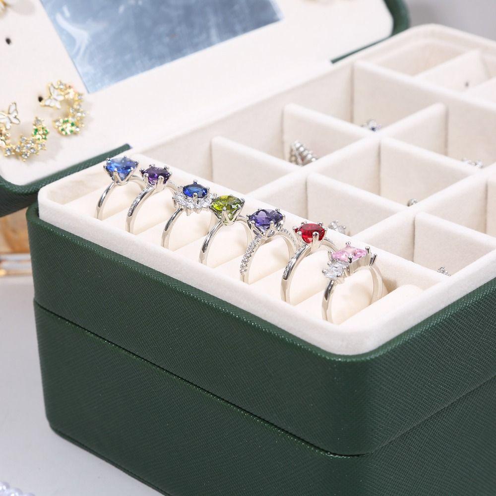PU Jewelry Packing Bag Rings Necklace Square Jewelry Box Fashion Jewelry Storage Case  Travel