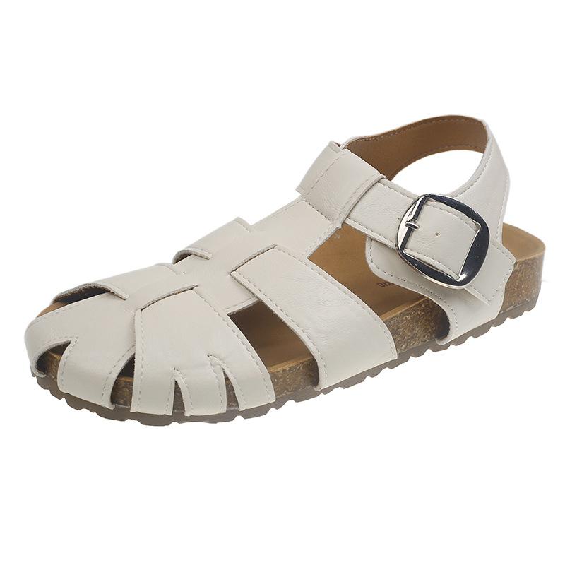 Retro thick-bottomed sandals women's summer 2025 new outer wear hollow lazy bag head half slippers
