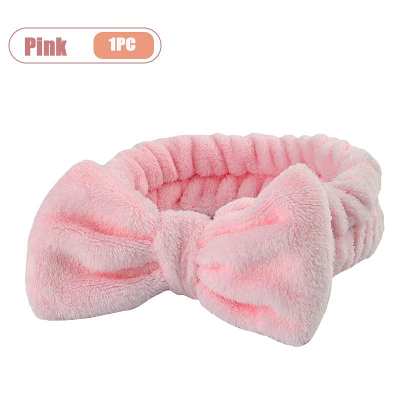 1-20PCS Soft Coral Fleece Headband for Face Washing Makeup Bow Design Hair Hoop Light Beige Yoga Turban for Girls Women