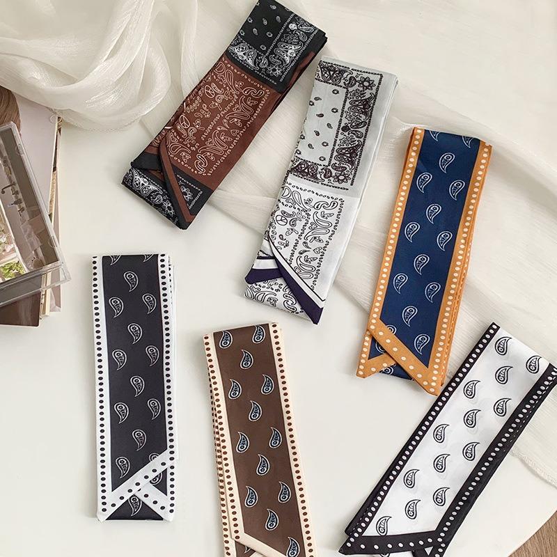 New long silk scarves, high-end spring and summer travel, tied hair, bag decoration, streamer, multi-functional fashion headband, tied hair