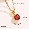 Geometric Copper Necklace with Inlaid Cubic Zirconia Square Pendant - Elegant Women's Jewelry.