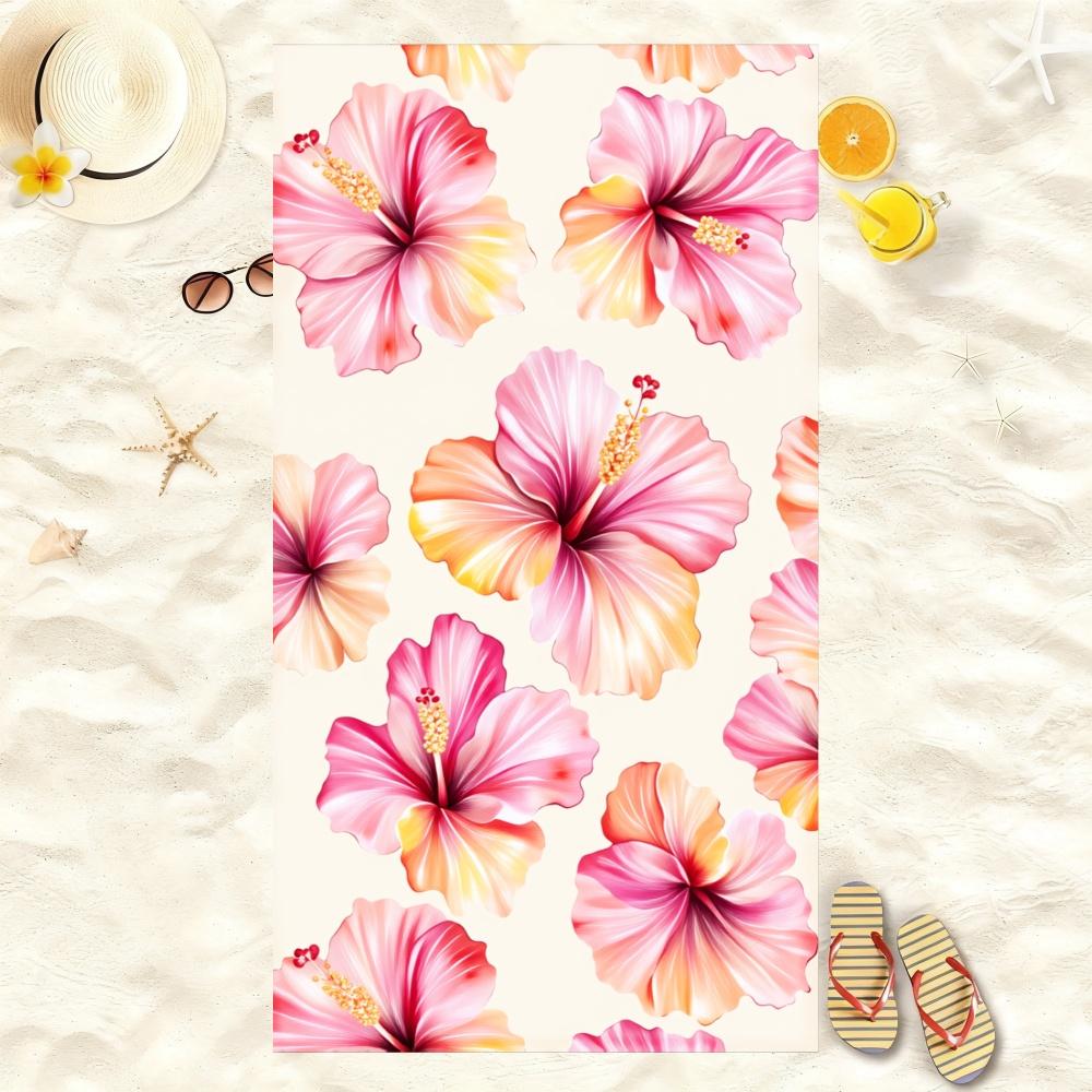 Coastal Wave Floral Letter Beach Towel Oversized Soft Microfiber Bath Towel For Beach Party Swimming Holiday Gym Towel