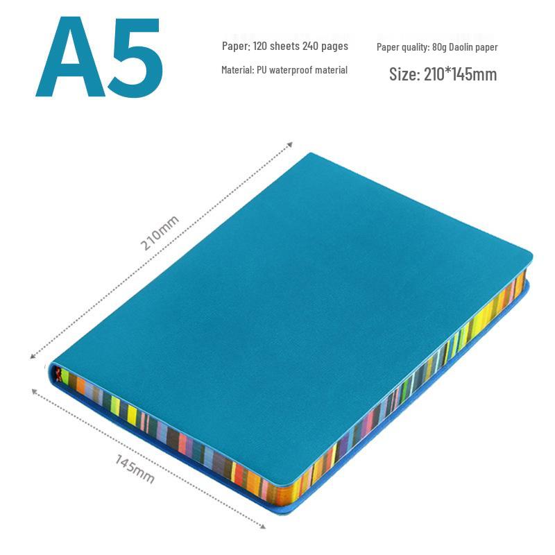 A5 Soft Cover Rainbow Edge Cute Notebook - Custom Color Edge Thick Leather Diary